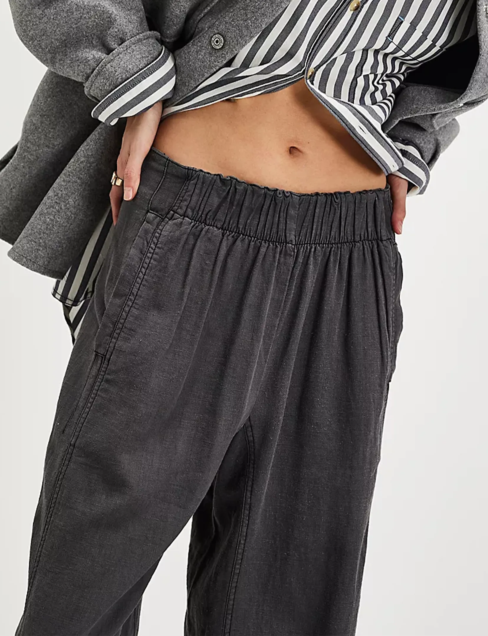 Days End Leinen-Zieh-Hose, Schwarze Kleidung_free-people