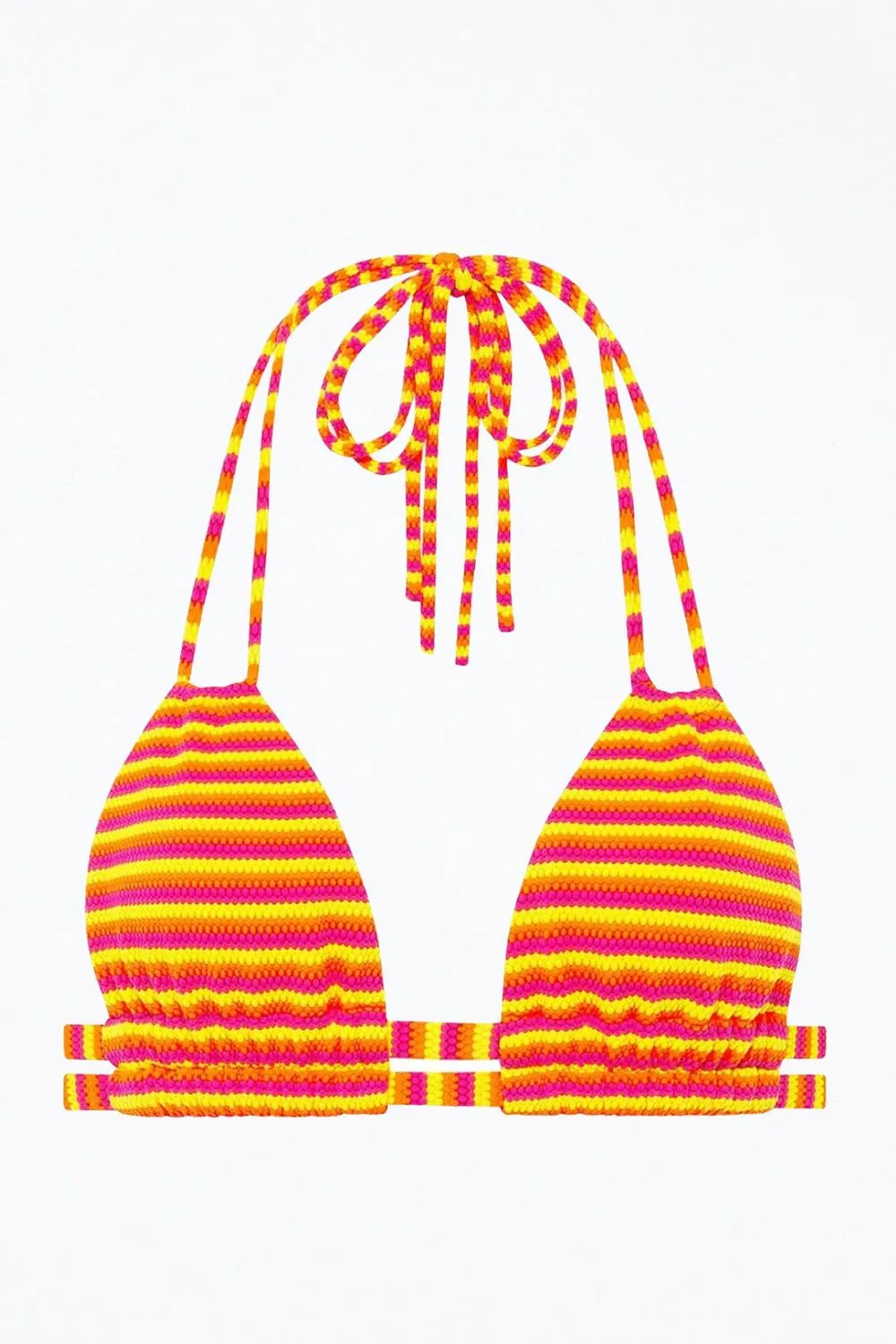 Dopio Bikini-Oberteil mit doppelten Trägern und Dreiecksform im Neon-Streifen-Design