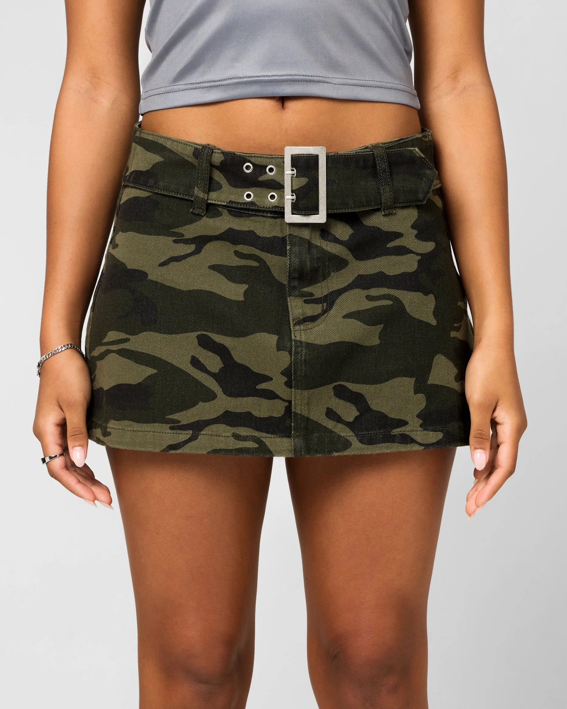 Ed Hardy Damen Denim Minirock Woodland Camo