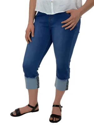 Ethyl Pull-On Crop-Jeans mit Konfetti-Bündchen-Detail