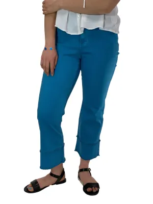 Ethyl Teal Capri-Hose mit doppelter Fransenmanschette