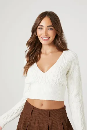 Forever 21 Strick Cropped Pullover mit offenem Rücken für Damen in Creme Forever 21