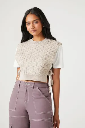 Forever 21 Strick-Westen-Set für Damen mit Crop Top Weiß/Mehrfarbig Forever 21