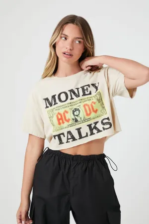 Forever 21 Damen ACDC Grafik Crop-T-Shirt Taupe/Mehrfarbig Forever 21