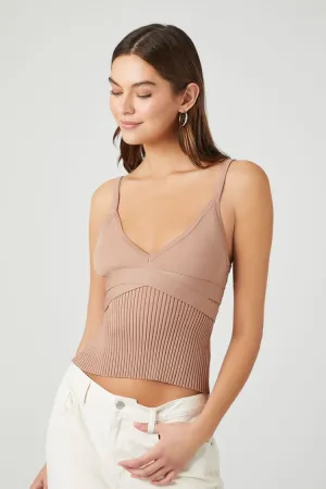 Forever 21 Damen Kompaktes Rippen-Strick Top Braun Forever 21
