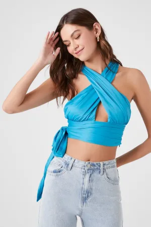 Forever 21 Damen Crisscross Ausschnitt Bindung Crop Top Petrol Forever 21