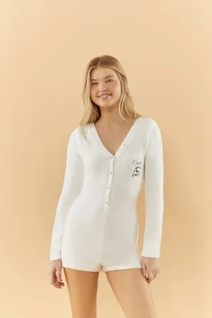 Forever 21 Damen Disney Marie Strick-Overalls Schlafanzug Weiß/Mehrfarbig Forever 21