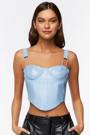 Forever 21 Damen Kunstleder-Pleather Bustier Crop Top Faience Forever 21