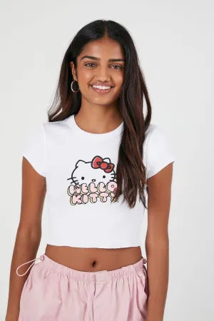 Forever 21 Damen Hello Kitty Graphic Cropped T-Shirt Weiß/Mehrfarbig Forever 21