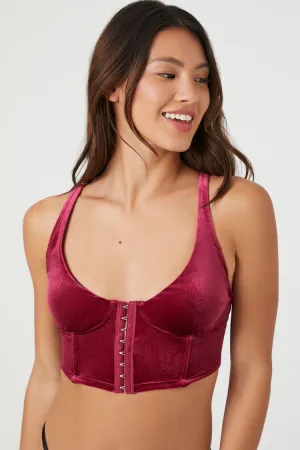 Forever 21 Damen Haken- und Ösen-Velours-Büstenhalter Korsett Burgunder Forever 21