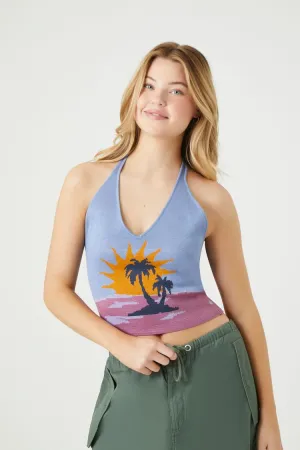 Forever 21 Damen Insel Strick-Bändchen-Top Lila/Mehrfarbig Forever 21