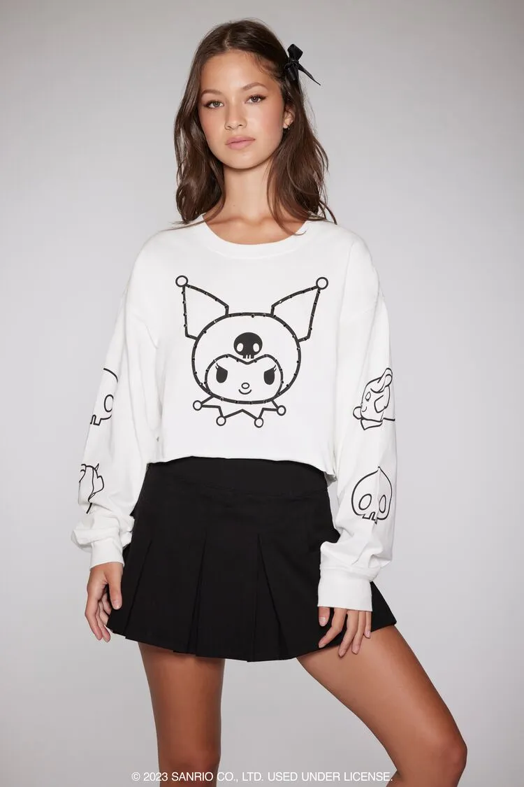 Forever 21 Damen Kuromi Print Cropped T-Shirt Creme/Mehrfarbig Forever 21