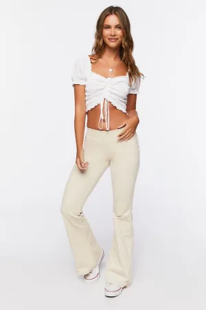 Forever 21 Damen Low-Rise Cord Flare Hosen Aschebraun Forever 21