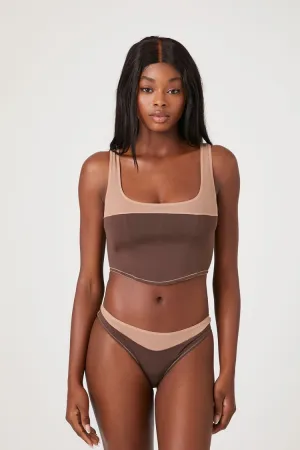 Forever 21 Damen Mesh Colorblock Cheeky Slip Schokolade/Sand Forever 21