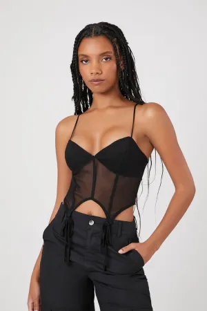 Forever 21 Damen Mesh Korsett Cami Schwarz Forever 21
