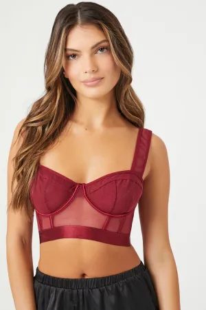 Forever 21 Damen Mesh-Punkte-BH mit Bügel in Burgunder Forever 21