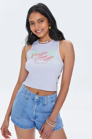 Forever 21 Damen Paradise Found Graphic Ausschnitt Crop Top Lavendel/Mehrfarbig Forever 21