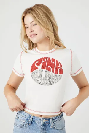 Forever 21 Damen Pink Floyd Strass T-Shirt Creme/Mehrfarbig Forever 21
