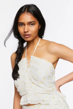 Forever 21 Damen Polka-Punkt Halter Crop Top Weiß/Mehrfarbig Forever 21