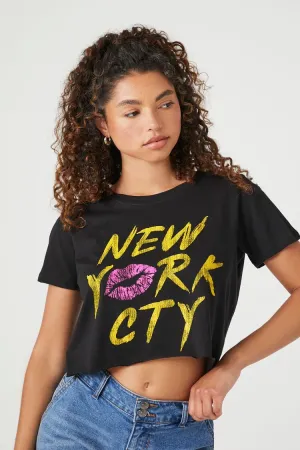 Forever 21 Damen Prince Peter New York City Cropped T-Shirt Schwarz/Mehrfarbig Forever 21