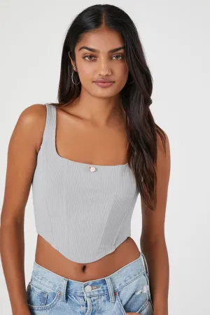 Forever 21 Damen Rippige Rose Cropped Bustier Top Hafen Grau Forever 21