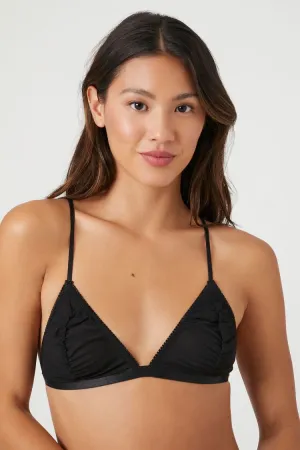 Forever 21 Damen Rüschen-Mesh-Dreieck-Bralette Schwarz Forever 21