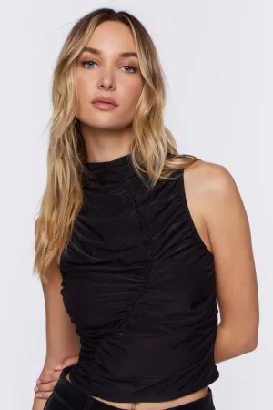 Forever 21 Damen Rüschen Ärmelloses Crop Top Schwarz Forever 21
