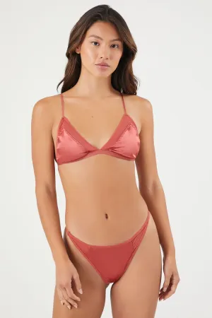 Forever 21 Damen Satin Tanga Höschen Verblasstes Rosa Forever 21