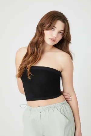 Forever 21 Damen Nahtloses Cropped Röhrenoberteil Schwarz Forever 21