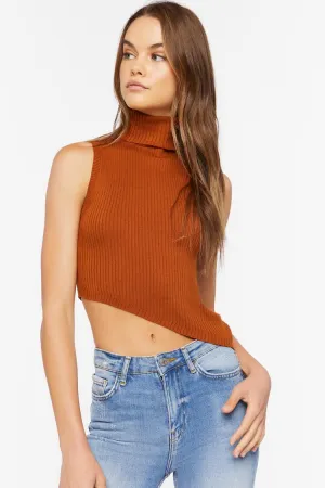 Forever 21 Damen Strick-Asymmetrisches Crop Top Schokolade Forever 21