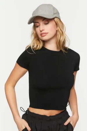 Forever 21 Damen Strick-Rundhals-T-Shirt Schwarz Forever 21