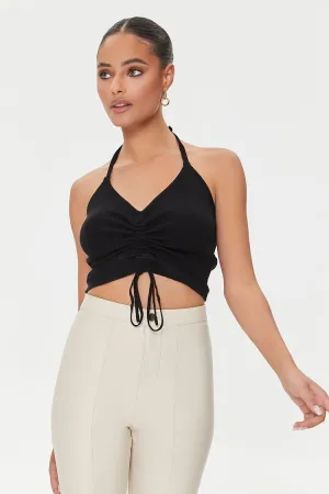 Forever 21 Damen Strick-Rüschen-Crop-Top Schwarz Forever 21