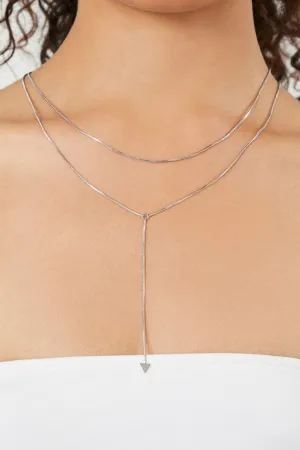 Forever 21 Damen Dreiecks-Anhänger Lariat Halskette Silber Forever 21