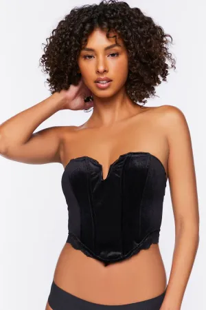 Forever 21 Damen Samt-Schnürkorsett Schwarz Forever 21