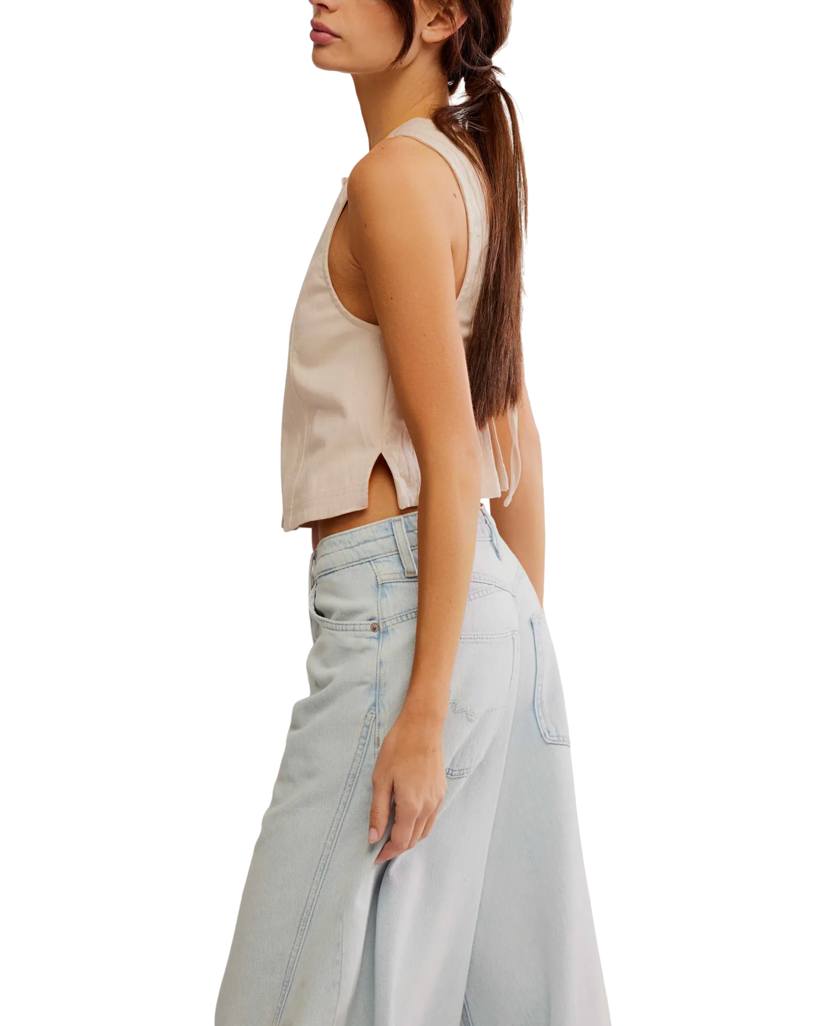 Free People Blake Top in Sanddollar-Farbe
