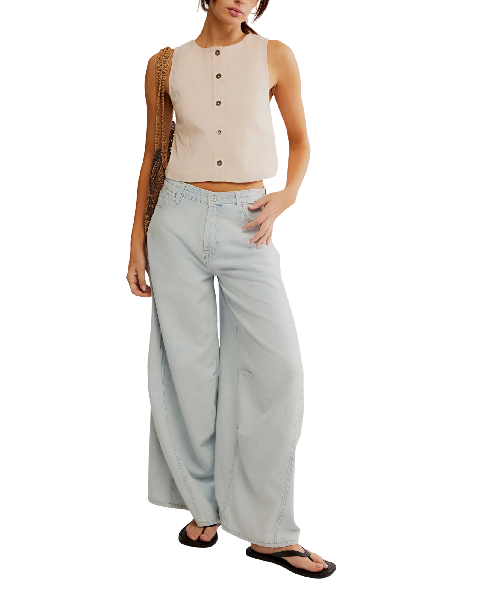 Free People Blake Top in Sanddollar-Farbe