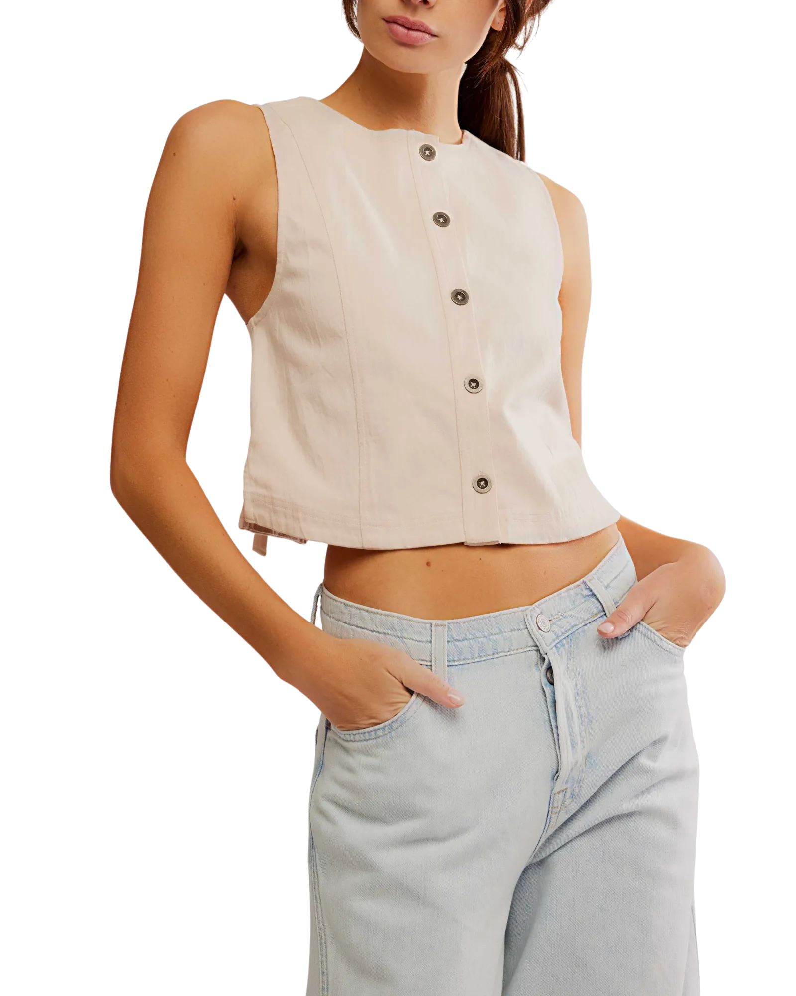 Free People Blake Top in Sanddollar-Farbe