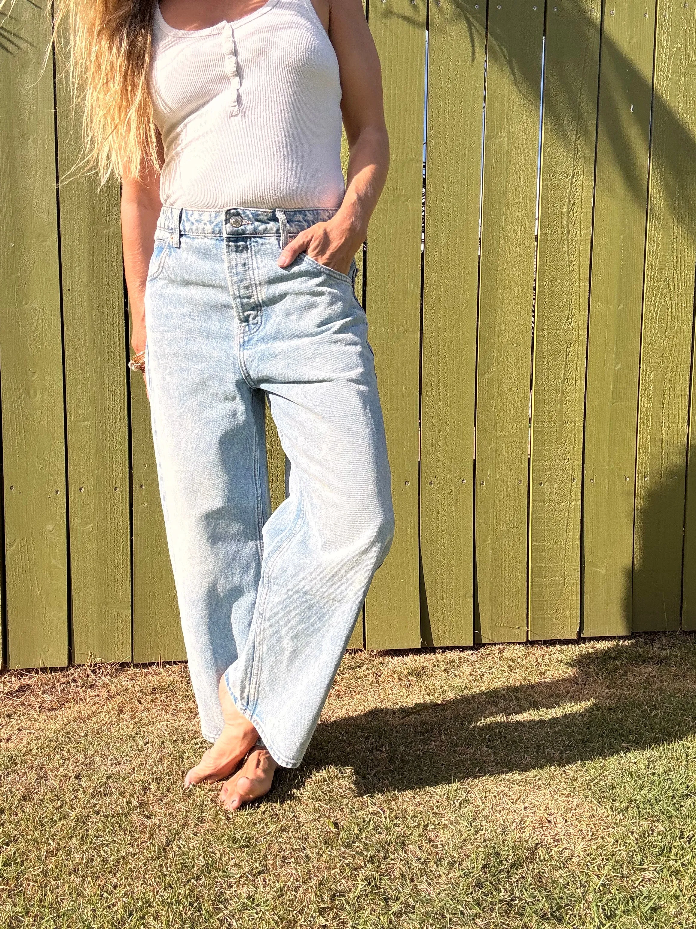 FREE PEOPLE Deep Trance Weite Boyfriend Jeans-Süße Träume