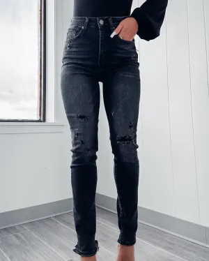 Harmony High Rise Vintage Gewaschene Skinny Jeans - Schwarz