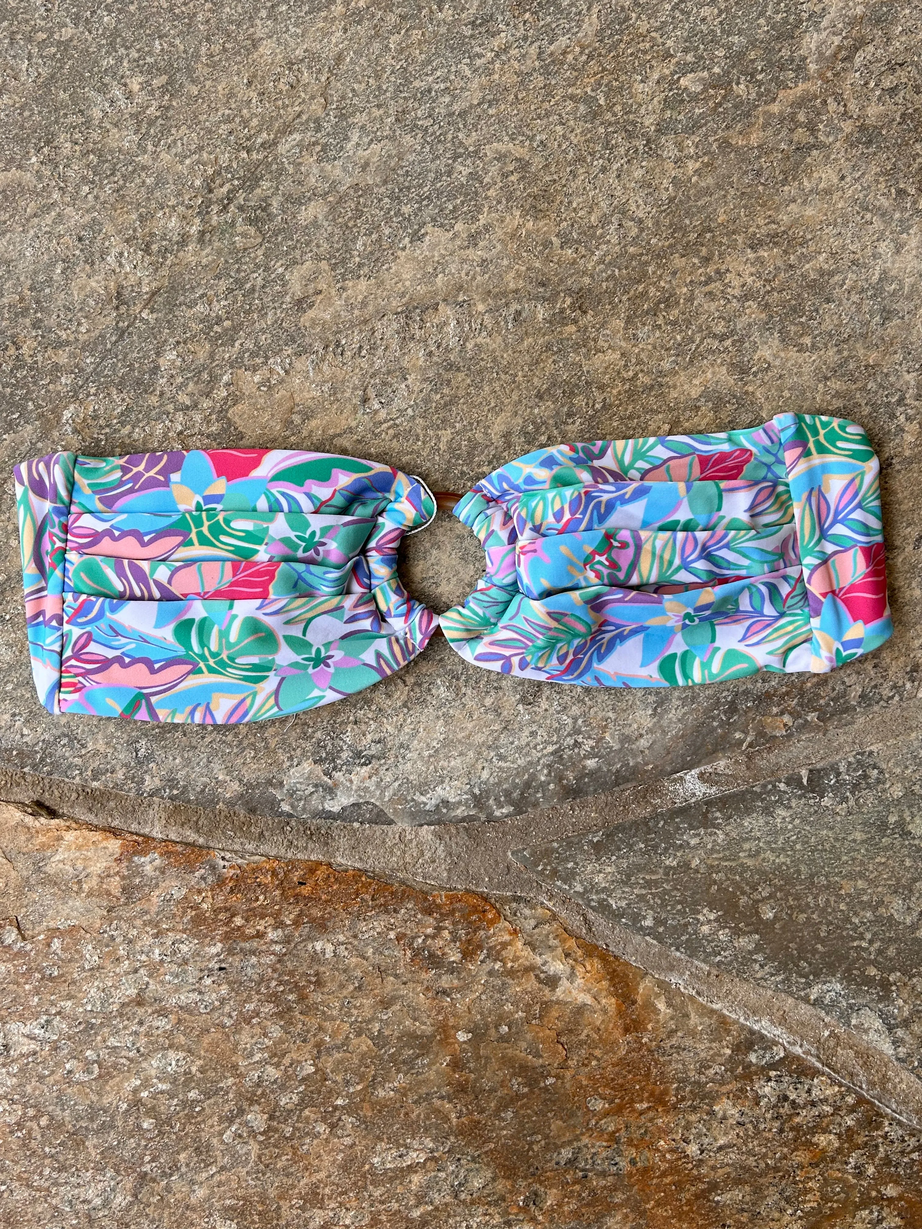 Hawaiian Leaves Bandeau-Bikini-Oberteil