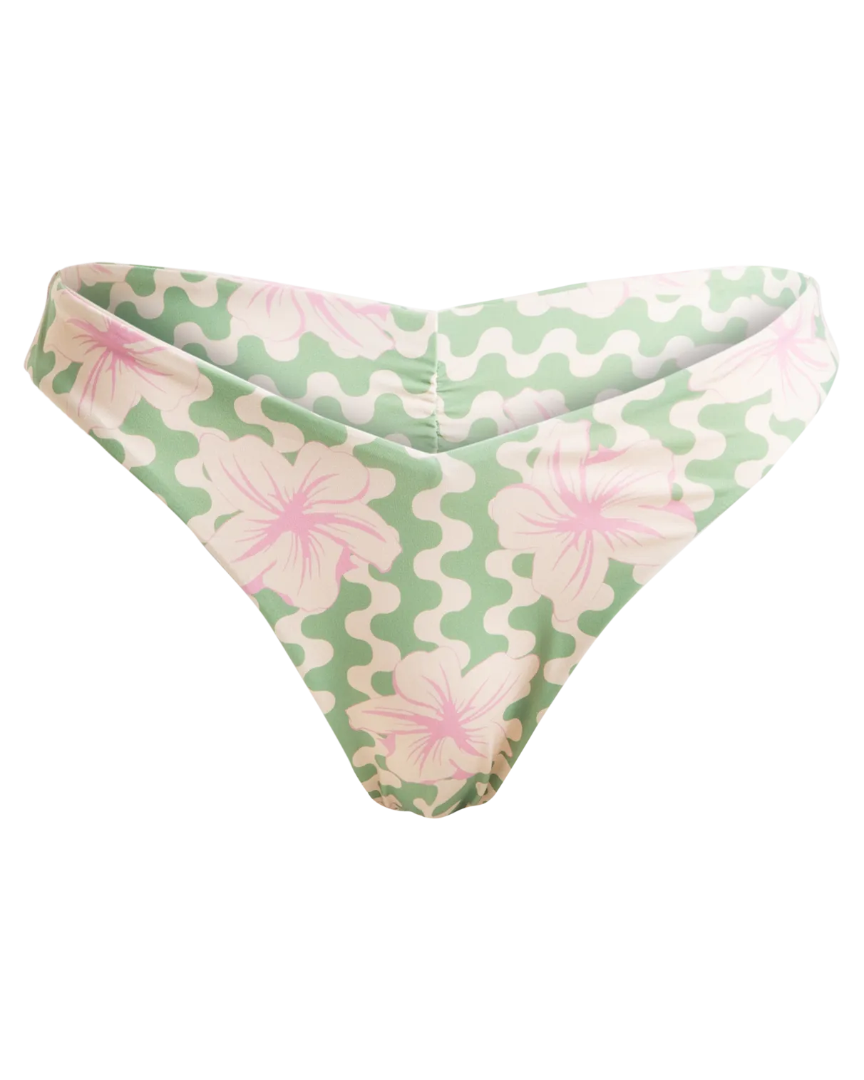 Hibiscus Daze High-Leg Cheeky Bikini-Höschen in Basil Party Waves