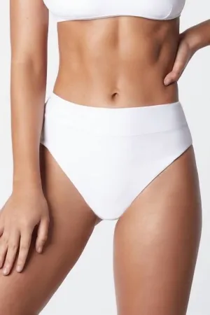 Hoher Bund Bikini-Höschen in Weiß