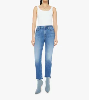 Hochgeschnittene Reiter-Jeans mit ausgefranstem Saum