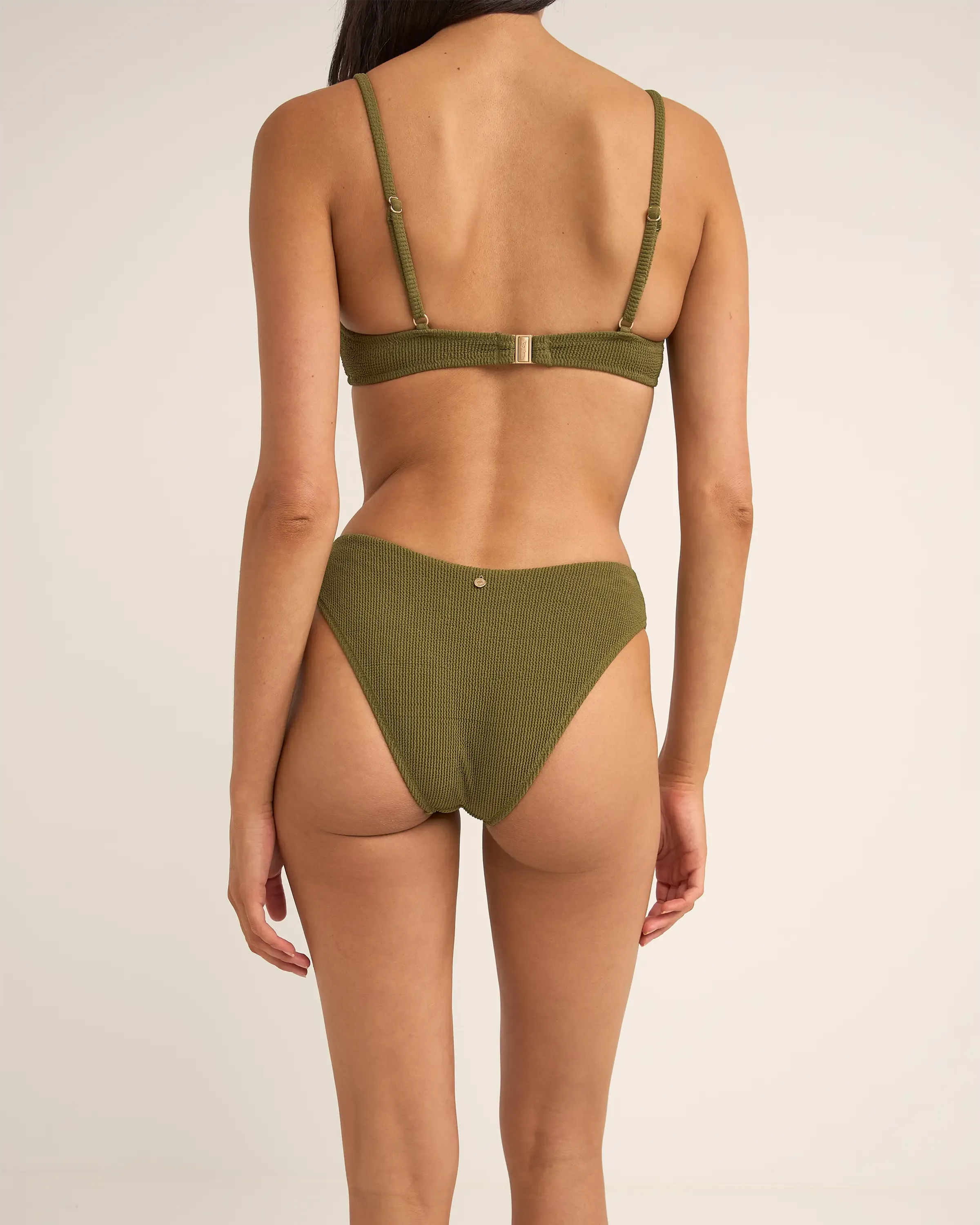 Isla Rib Bikini-Unterteil in Efeu