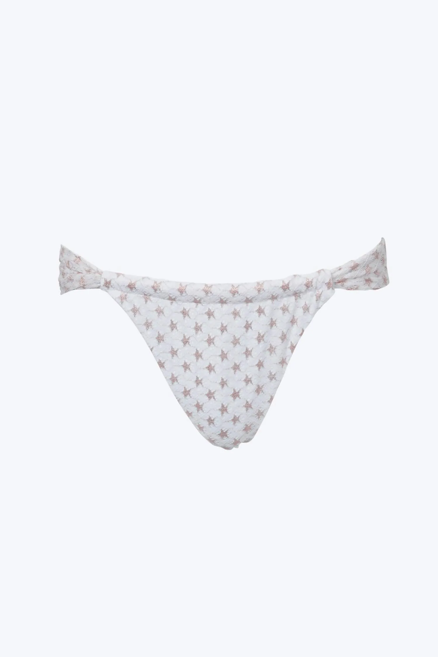 Karma Rüschen-Spitzen-Bikini-Unterteil in Weiß/Gold