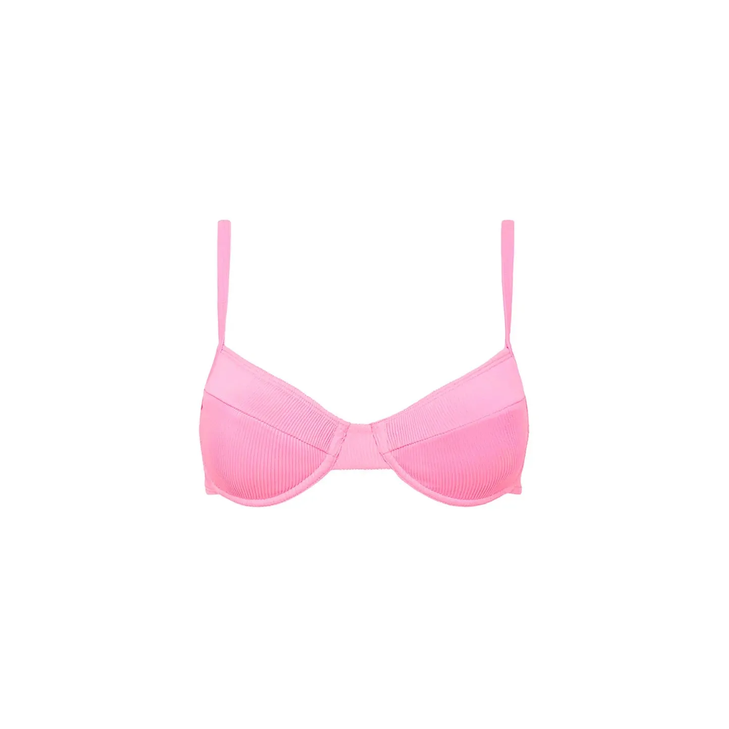 KULANI KINIS Verspielter Unterbüsten-BH Bikini-Oberteil - Taffy Pink Rippig