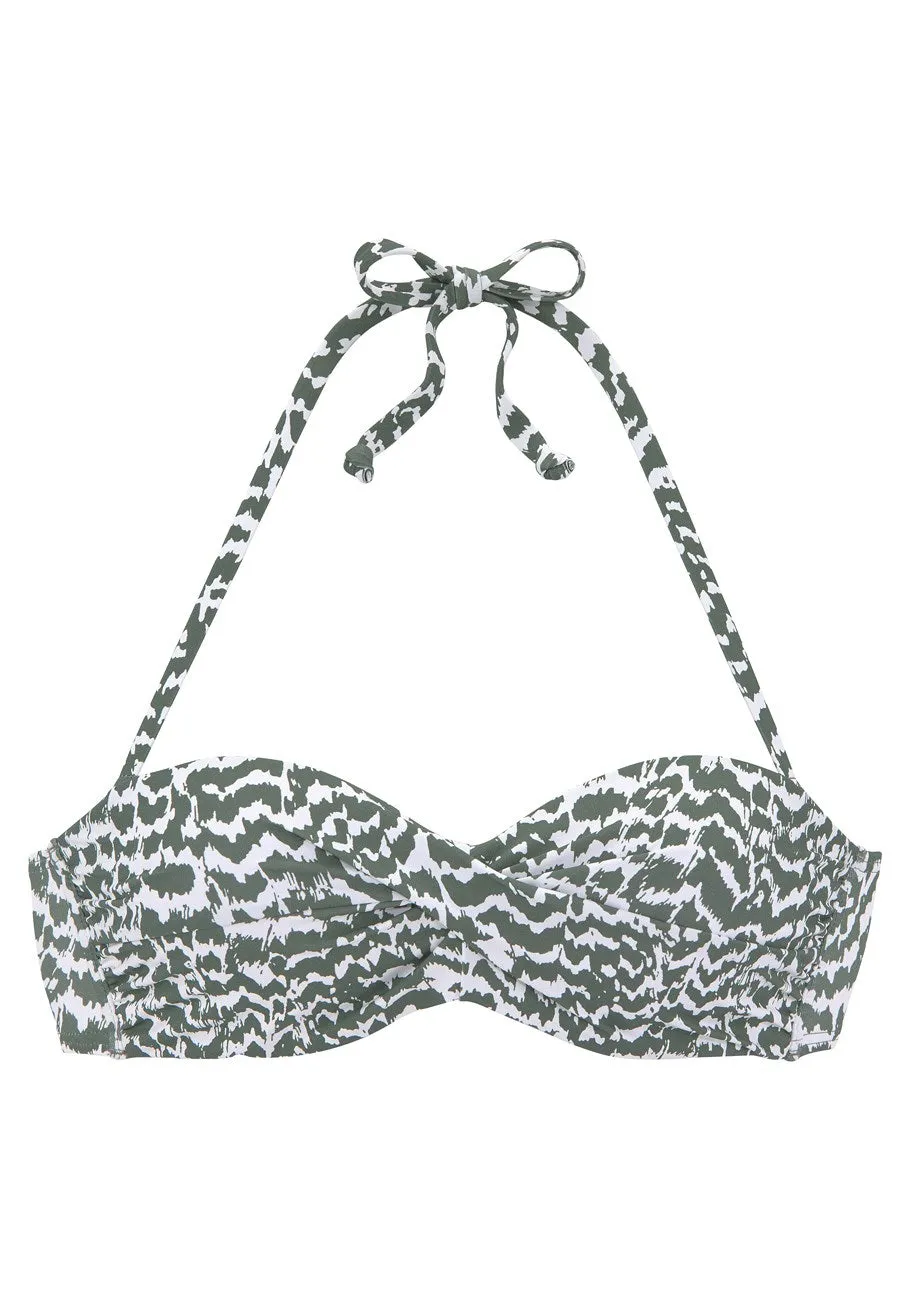 LASCANA Damen Animal Print Bandeau Bikini Oberteil