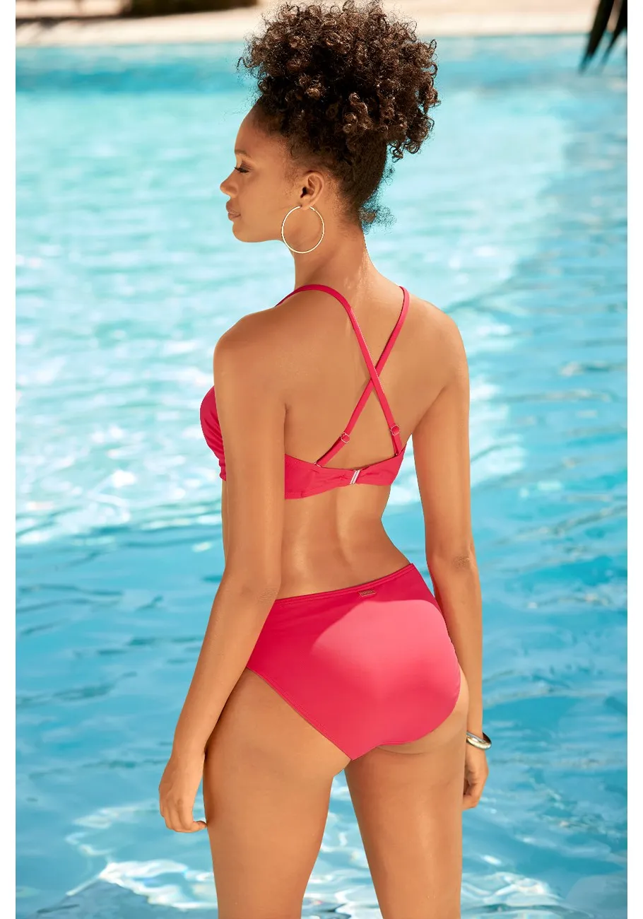 LASCANA Damen Bandeau-Bikini-Oberteil mit Knopfdetail