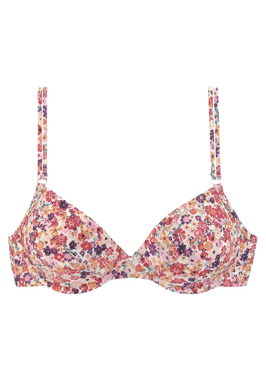LASCANA Damen-Bikini-Oberteil mit Blumenmuster und Bügel