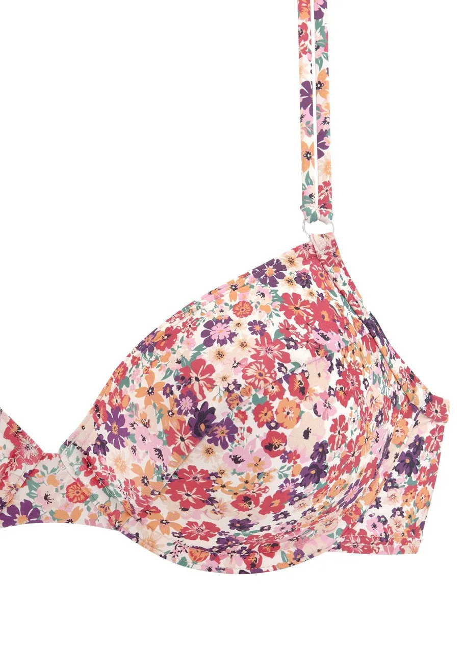LASCANA Damen-Bikini-Oberteil mit Blumenmuster und Bügel